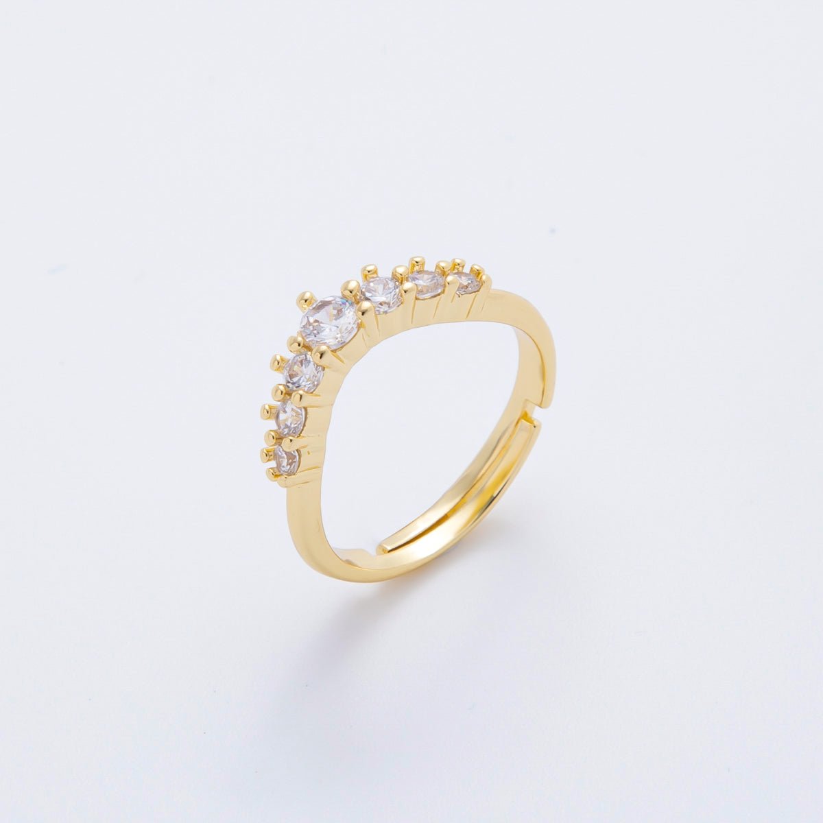 18K Gold Filled Micro Paved CZ Aurora Crown Adjustable Ring | O - A2251 - DLUXCA