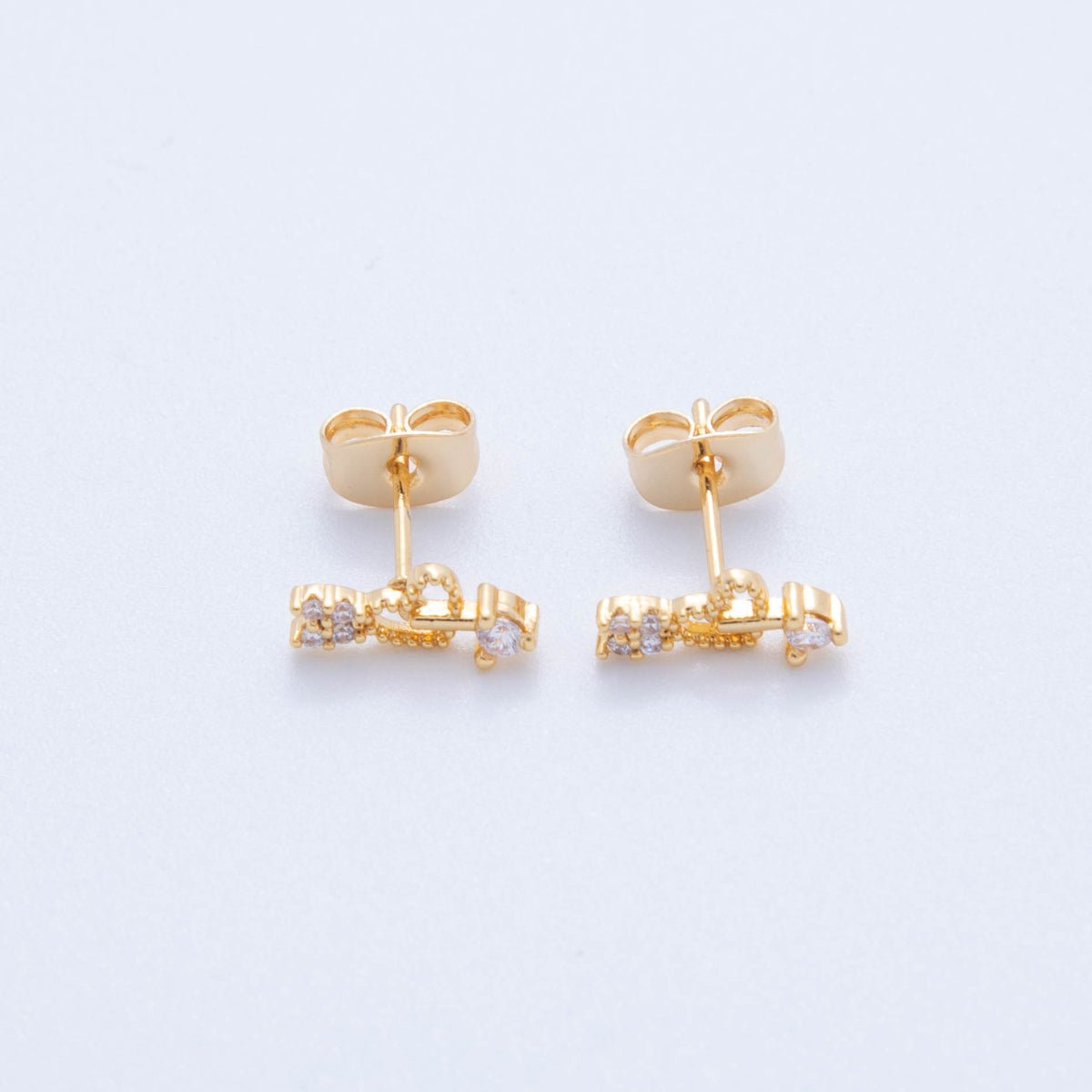 18K Gold Filled Micro Paved CZ Cupid's Love Arrow Stud Earrings | AI393 - DLUXCA