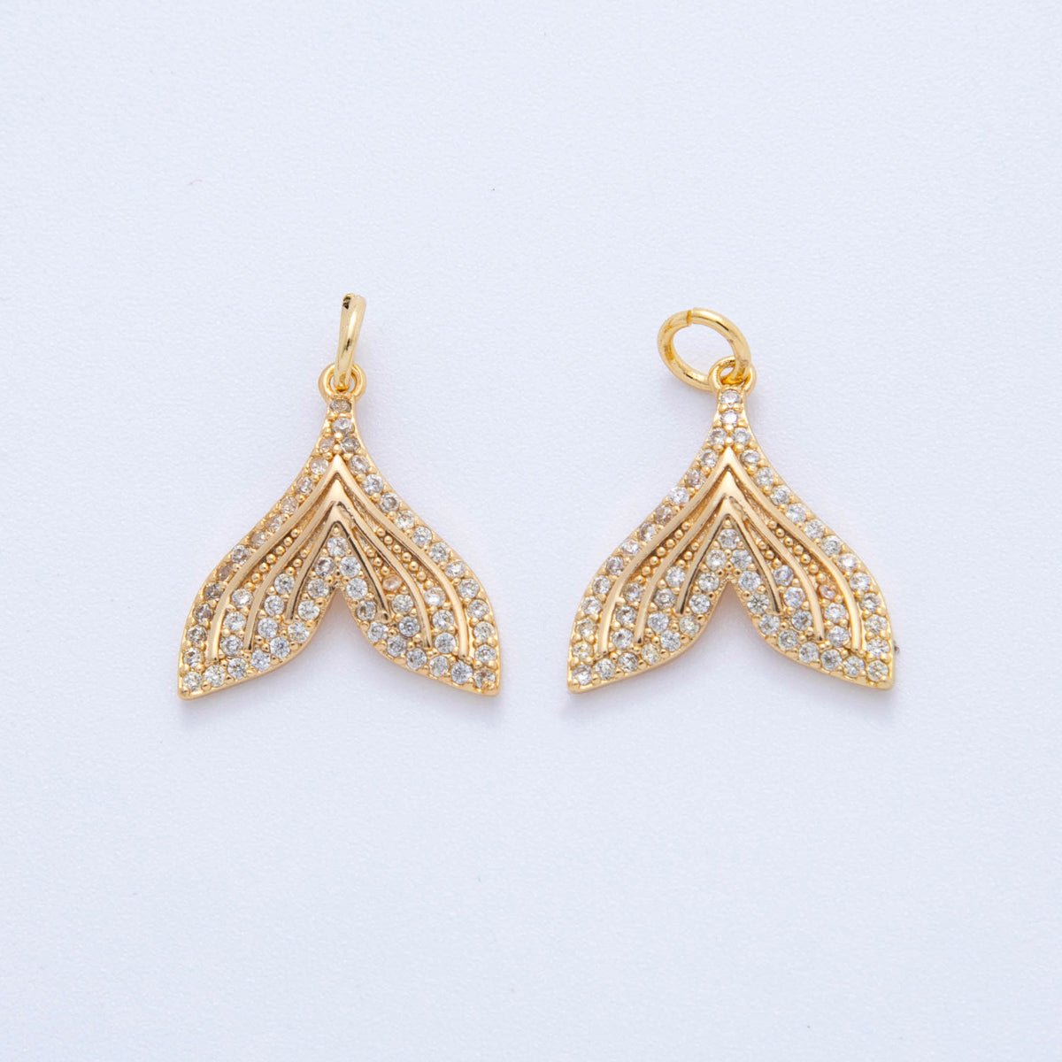 18K Gold Filled Micro Paved CZ Dotted Fish Tail Charm | AF388 - DLUXCA