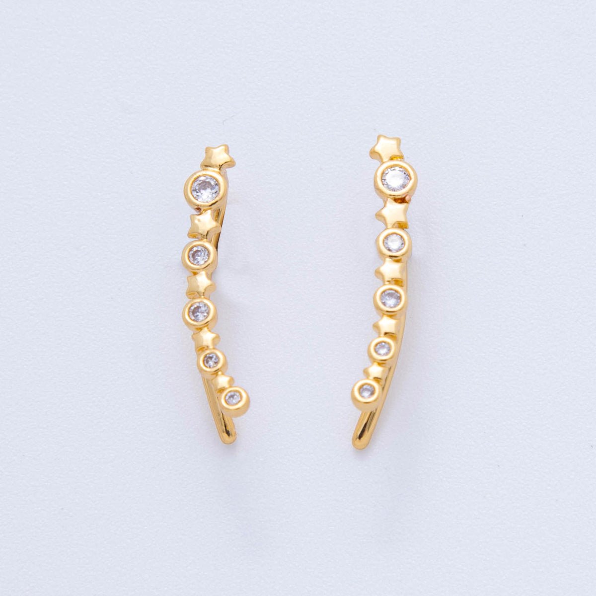 18K Gold Filled Micro Paved CZ Fallen Star Ear Climber Earrings | AI384 - DLUXCA