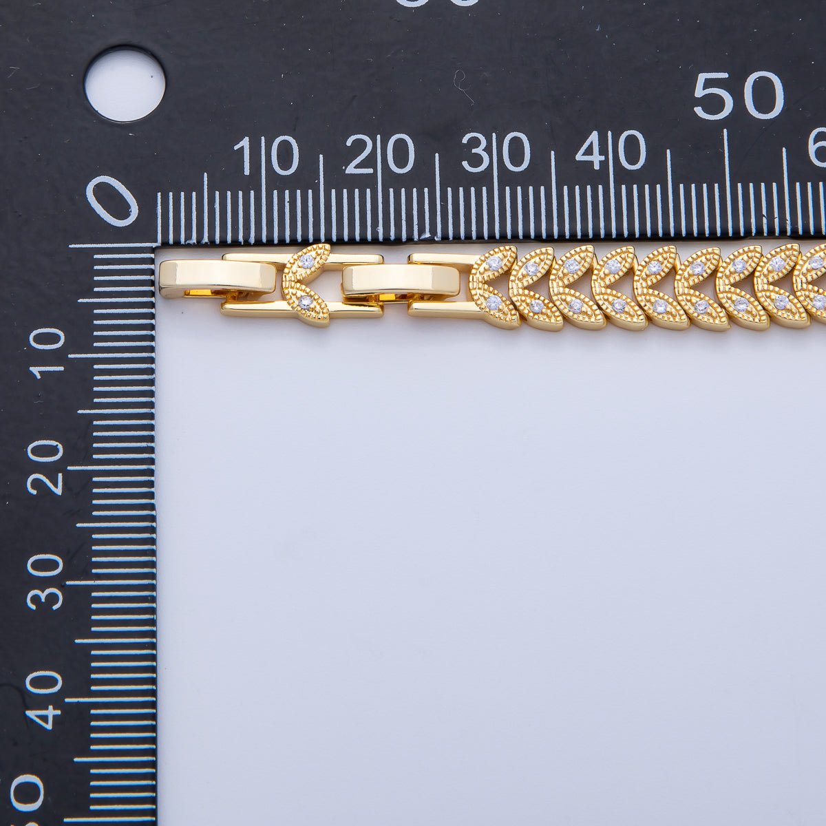 18K Gold Filled Micro Paved CZ Feather Heart Adjustable 7 Inch Chain Bracelet | WA - 3888 - DLUXCA