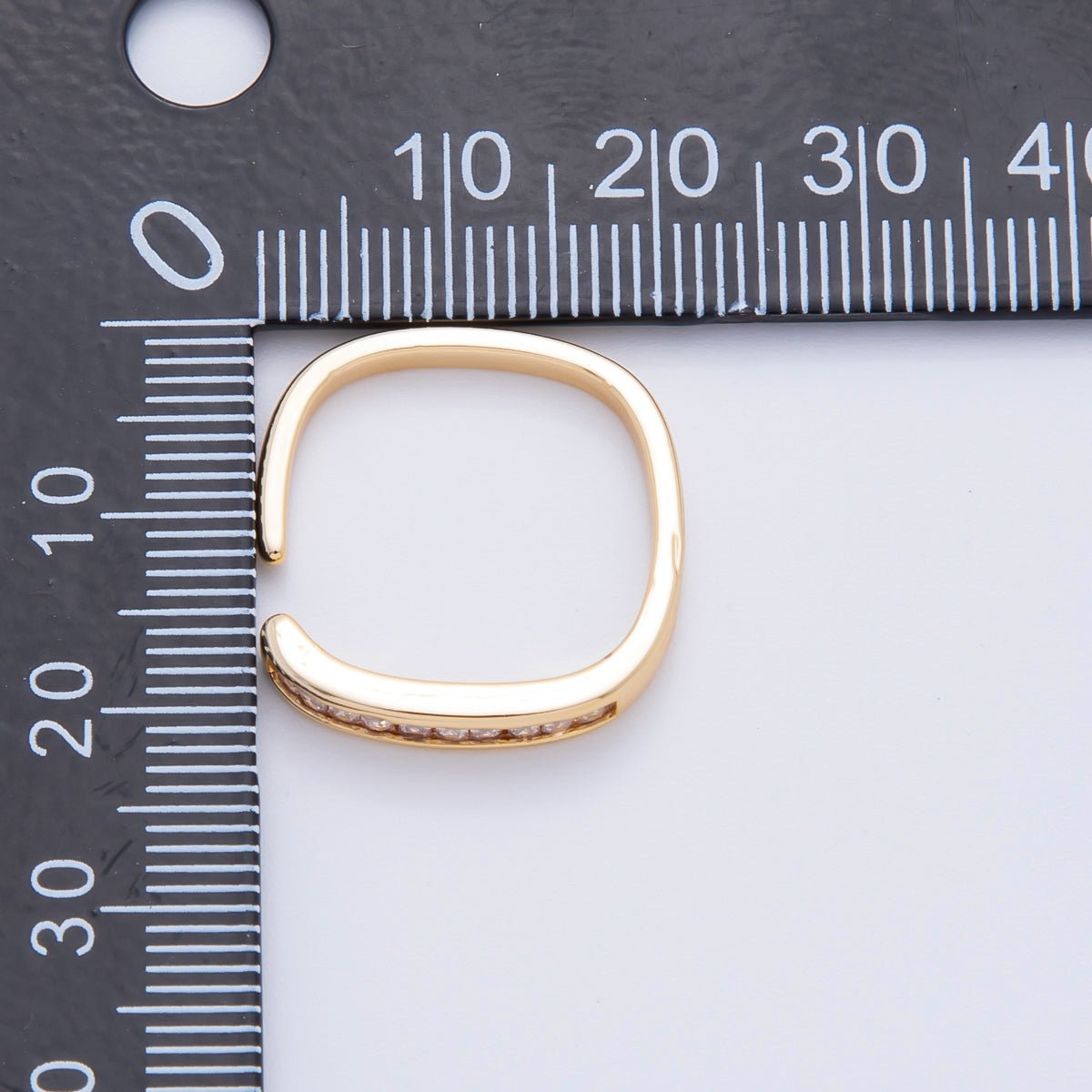 18K Gold Filled Micro Paved CZ Modern Square Edgy Open Ring | O547 - DLUXCA