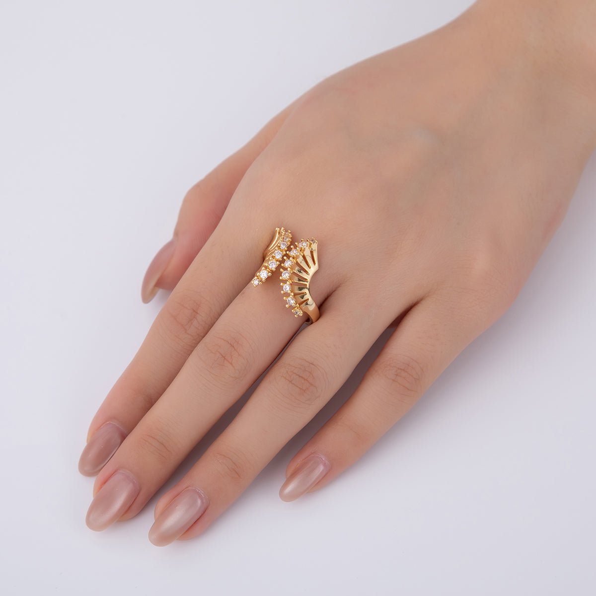 18K Gold Filled Micro Paved Multiple Fan Wrap Claw Ring | O2019 - DLUXCA