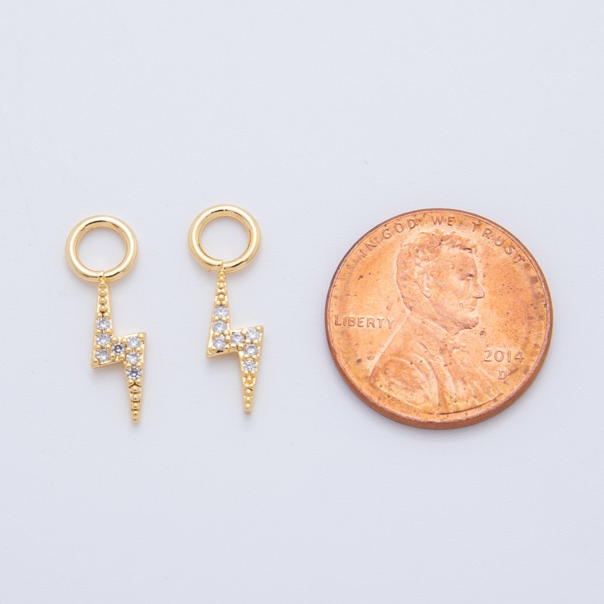 18K Gold Filled Micro Paved Thunder Lightning Bolt Add - On Drop Earring Charm | AF747 - DLUXCA