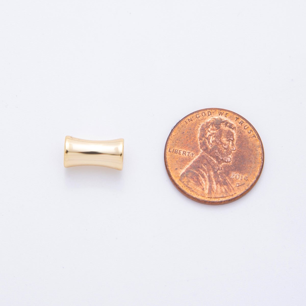 18K Gold Filled Minimalist Edged Curved Tube Bead | AF - A1051 - DLUXCA
