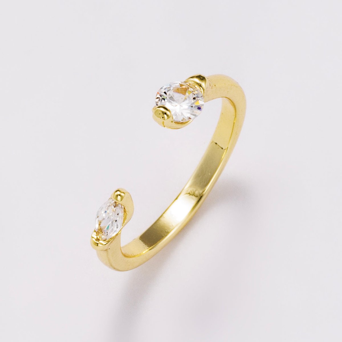 18K Gold Filled Mix Shape CZ Adjustable Band Ring | Rings - 00039 - DLUXCA