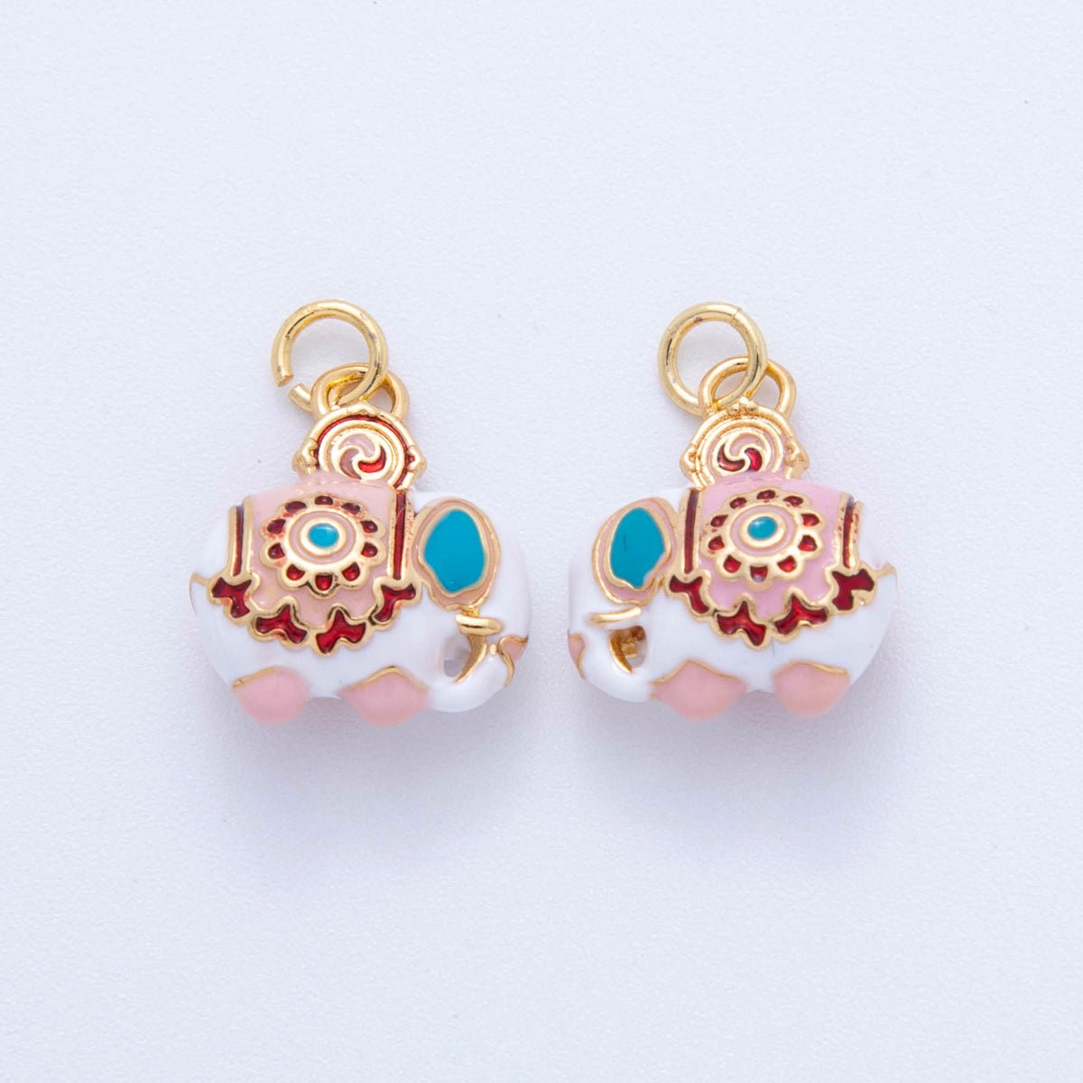 18K Gold Filled Multicolor Enamel Elephant 3D Multidimensional Charm | AF384 - DLUXCA