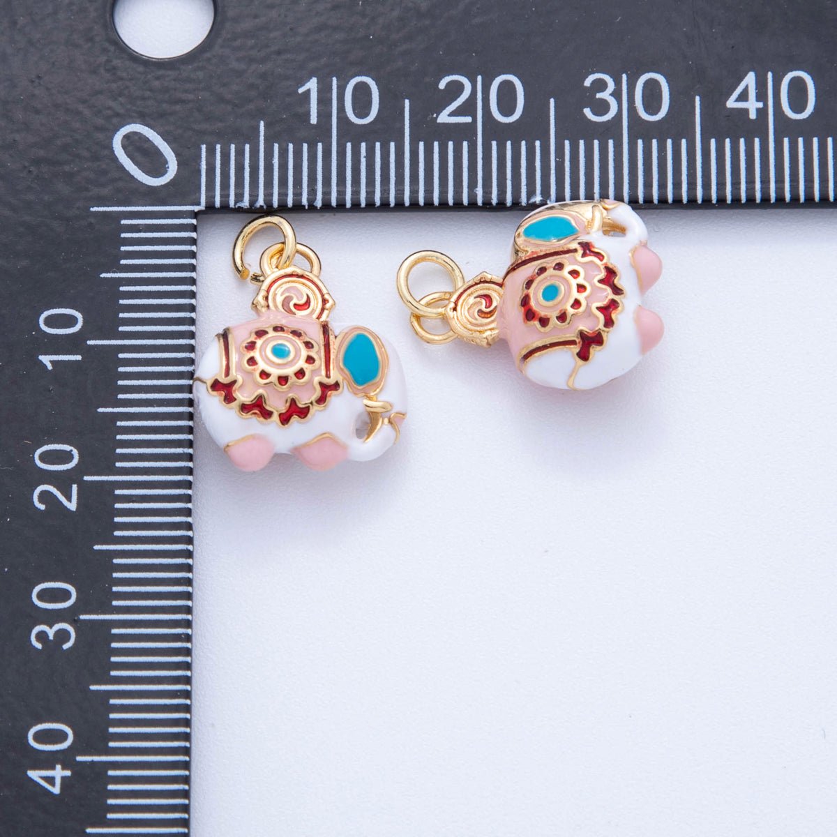 18K Gold Filled Multicolor Enamel Elephant 3D Multidimensional Charm | AF384 - DLUXCA