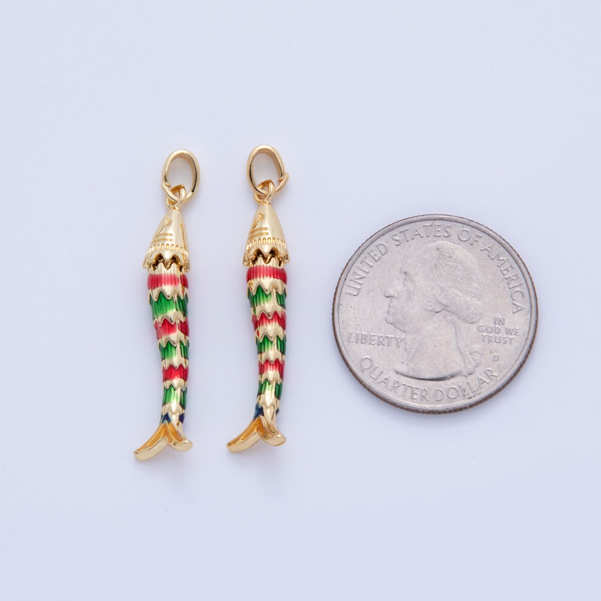 18K Gold Filled Multicolor Enamel Fish 3D Multidimensional Charm | AH738 - DLUXCA