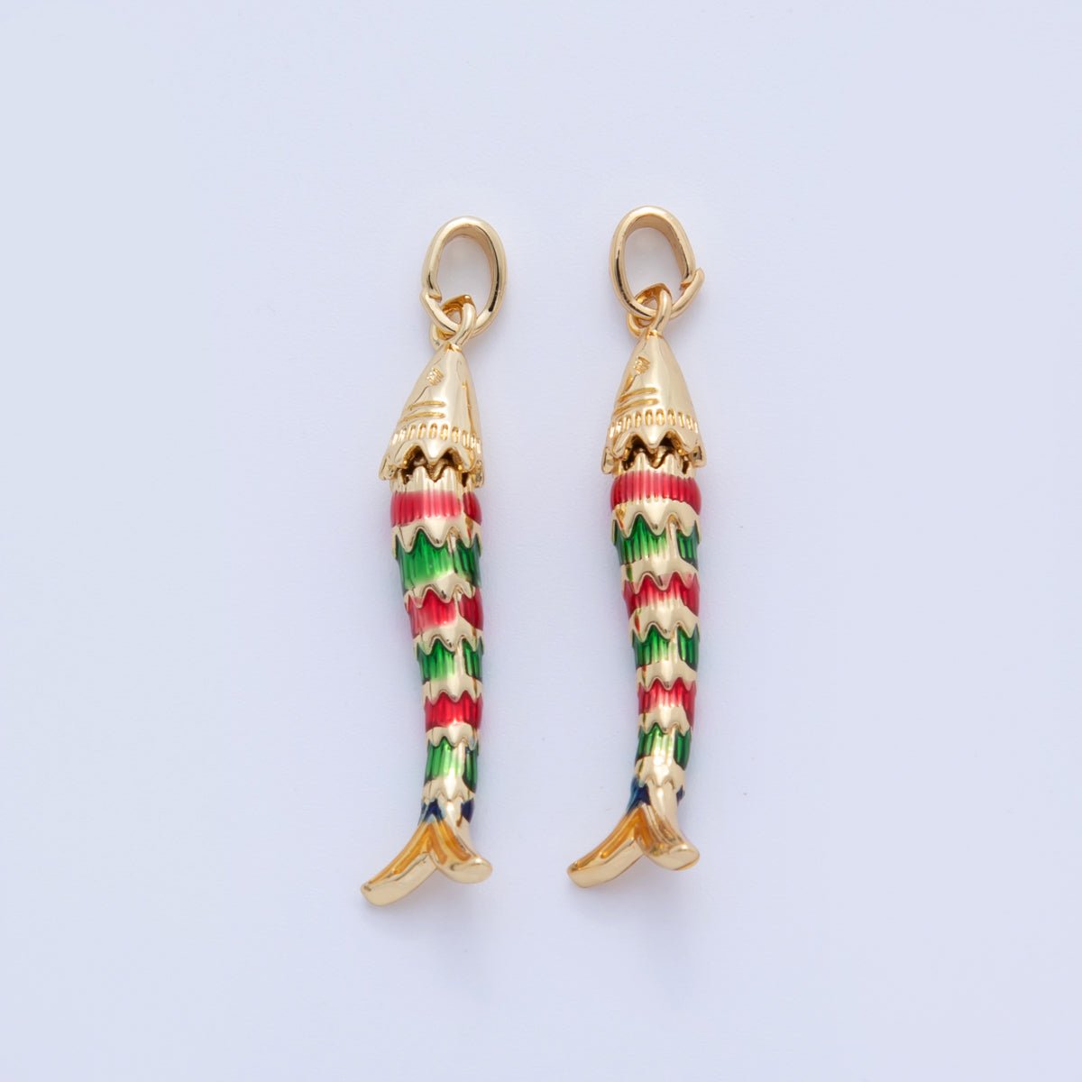 18K Gold Filled Multicolor Enamel Fish 3D Multidimensional Charm | AH738 - DLUXCA
