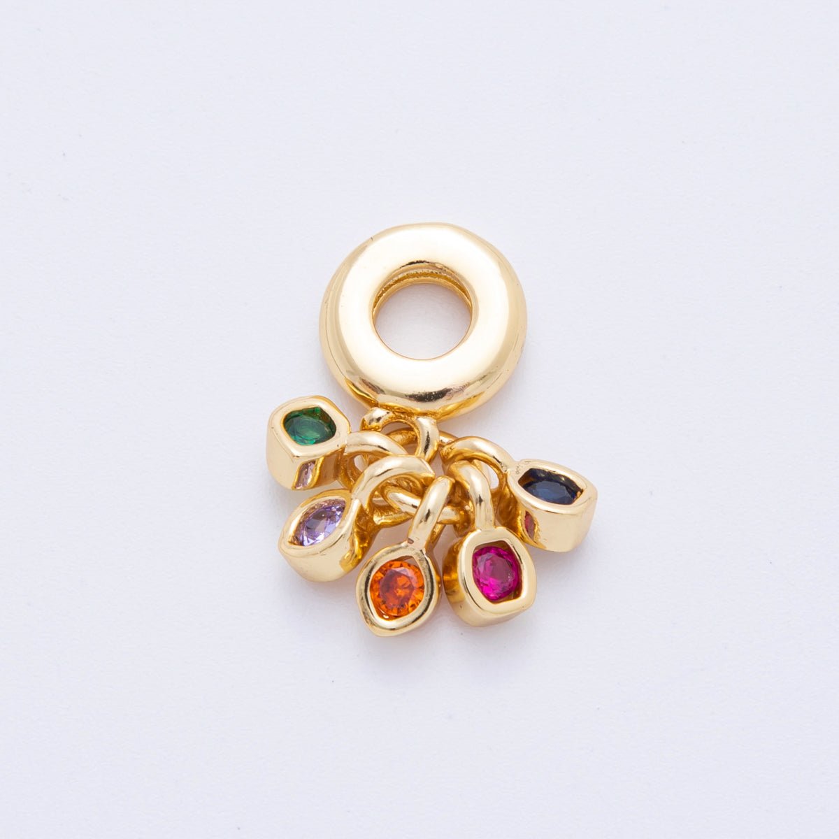 18K Gold Filled Multicolor Mix Shape CZ Rondelle Drop Charm Pendant | E714 - DLUXCA