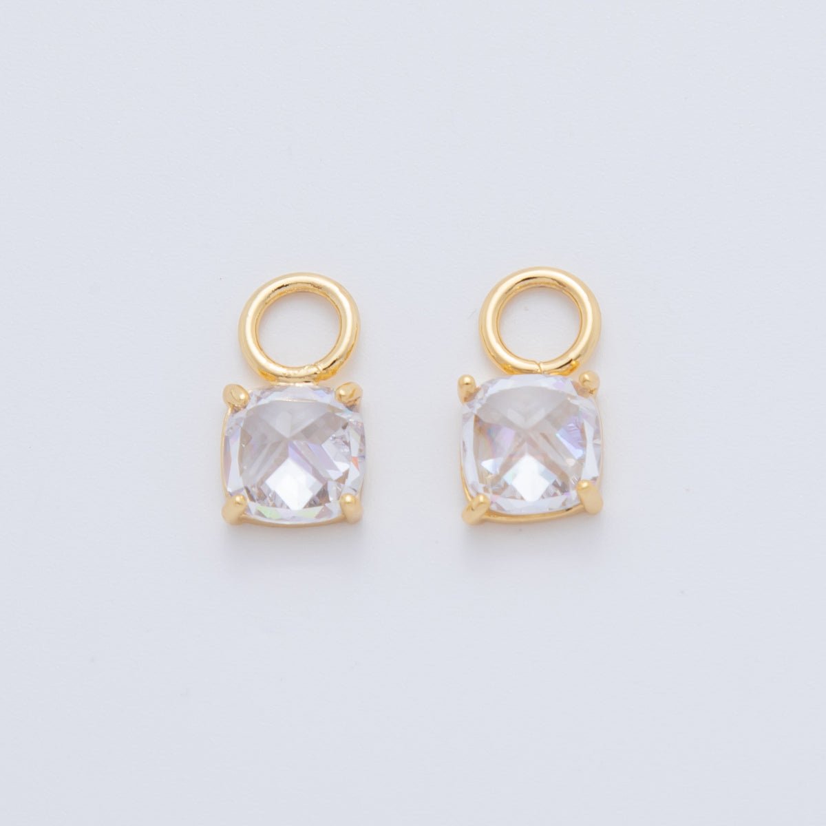 18K Gold Filled Multifaceted Round CZ Add - On Drop Earring Charm | AF740 - DLUXCA