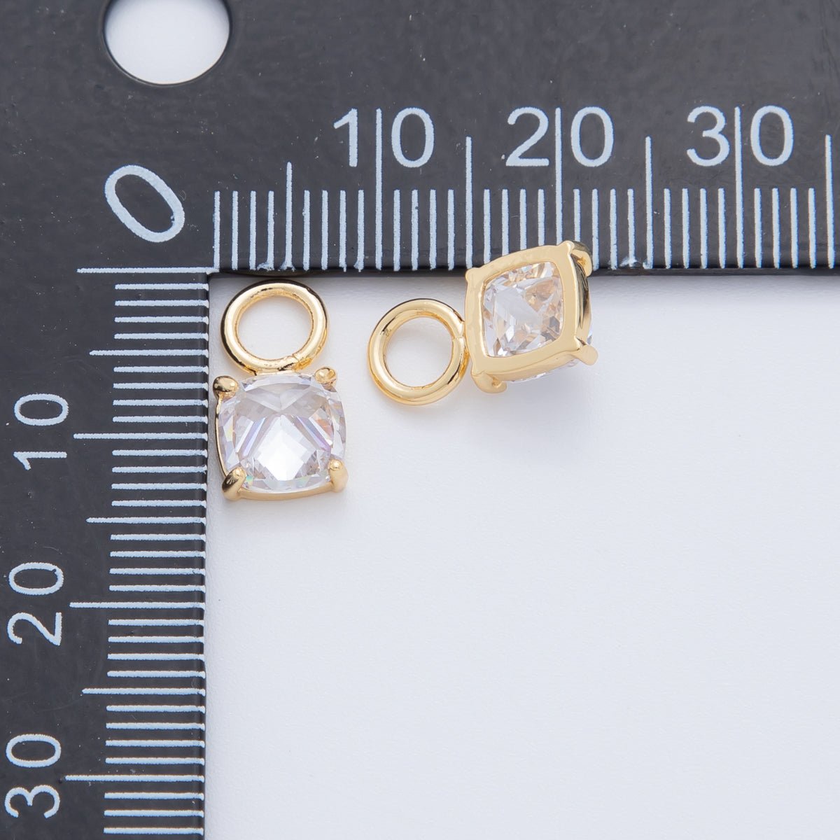 18K Gold Filled Multifaceted Round CZ Add - On Drop Earring Charm | AF740 - DLUXCA