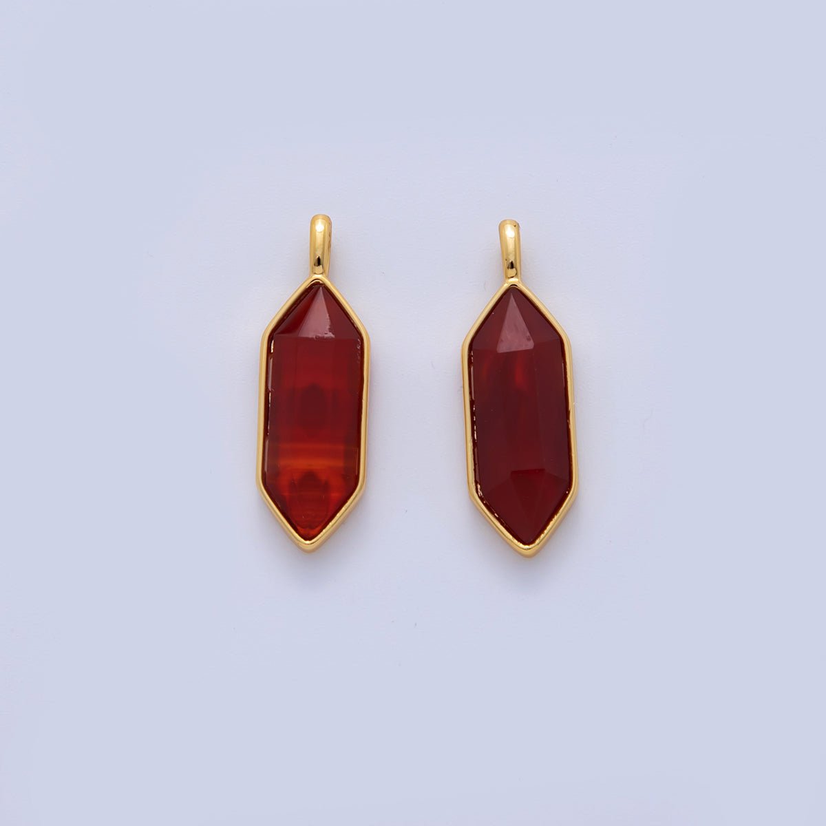 18K Gold Filled Natural Gemstone Hexagon Pendant | AF298 - AF307 - DLUXCA