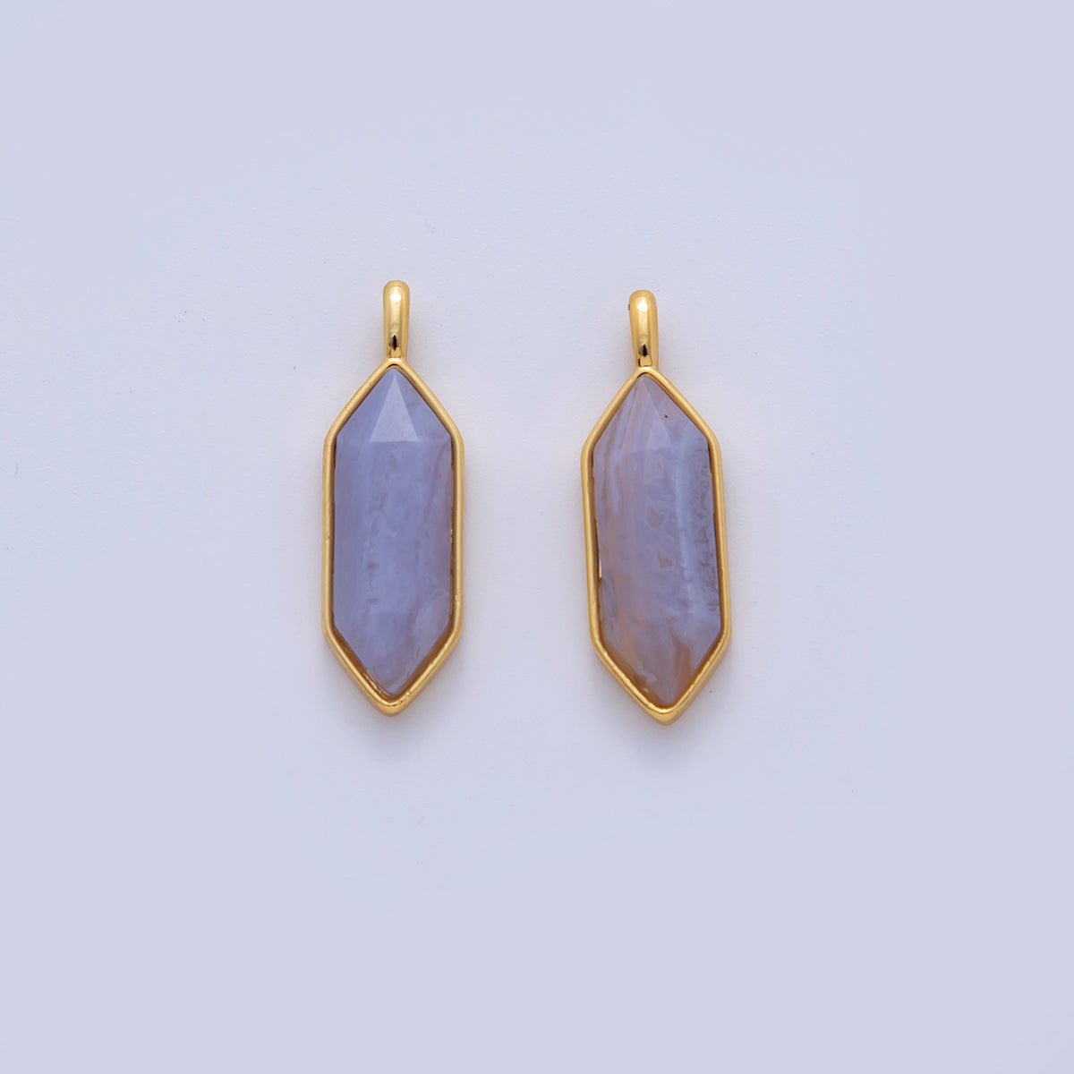 18K Gold Filled Natural Gemstone Hexagon Pendant | AF298 - AF307 - DLUXCA