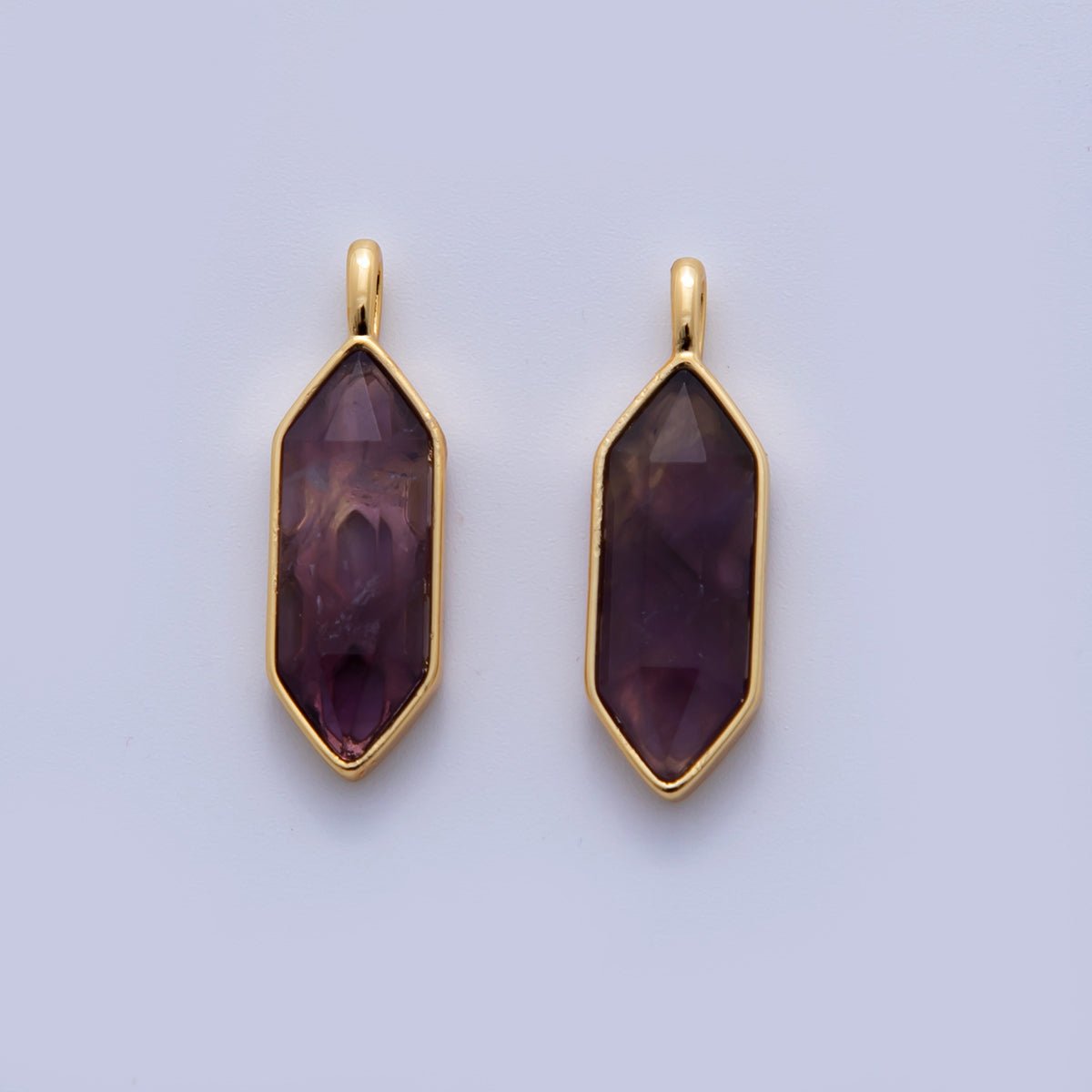 18K Gold Filled Natural Gemstone Hexagon Pendant | AF298 - AF307 - DLUXCA