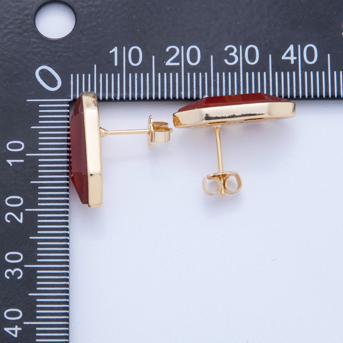 18K Gold Filled Natural Gemstone Hexagon Stud Earrings | Q037 - Q262 - DLUXCA