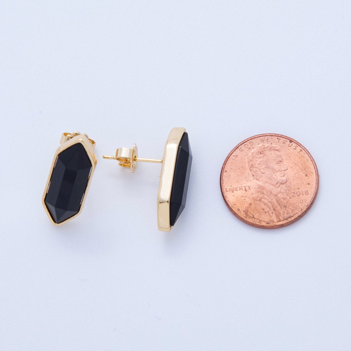 18K Gold Filled Natural Gemstone Hexagon Stud Earrings | Q037 - Q262 - DLUXCA