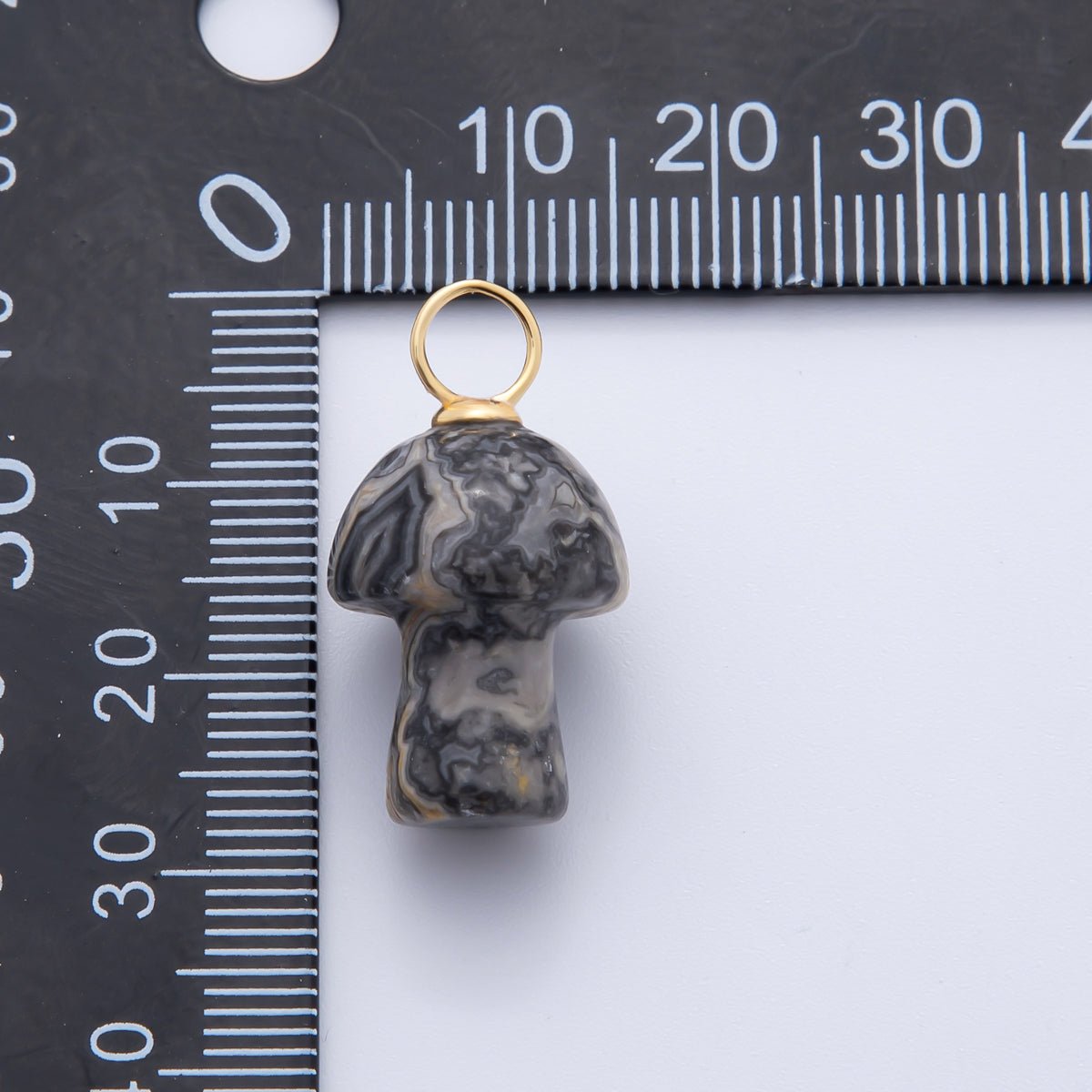 18K Gold Filled Natural Gemstone Mushroom Drop Charm | E404 - E416 - DLUXCA