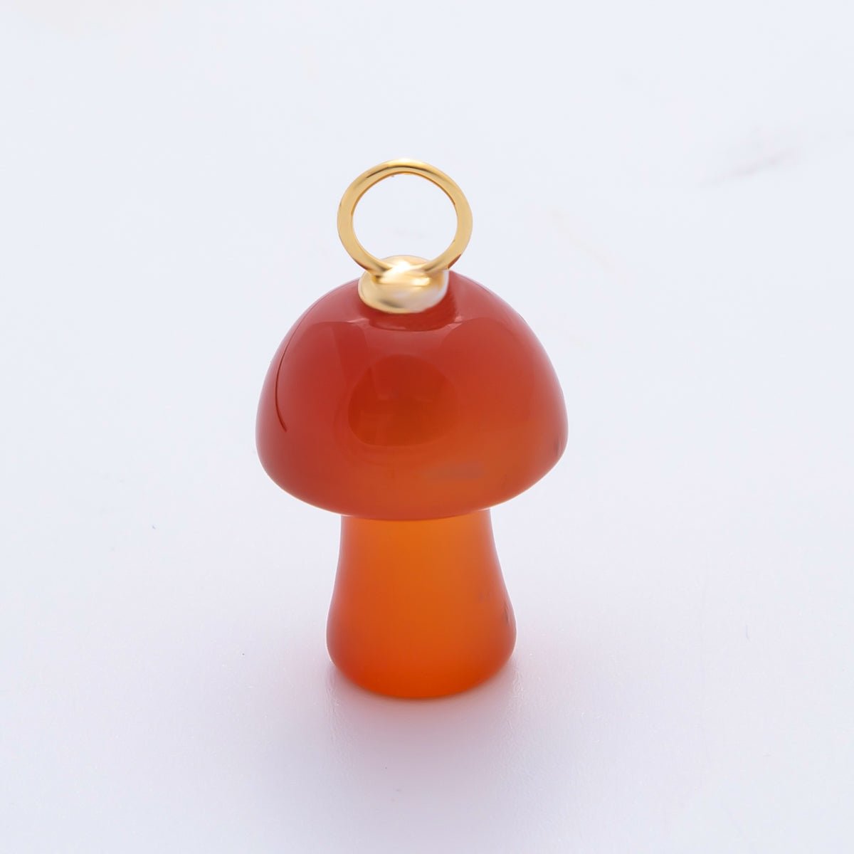 18K Gold Filled Natural Gemstone Mushroom Drop Charm | E404 - E416 - DLUXCA