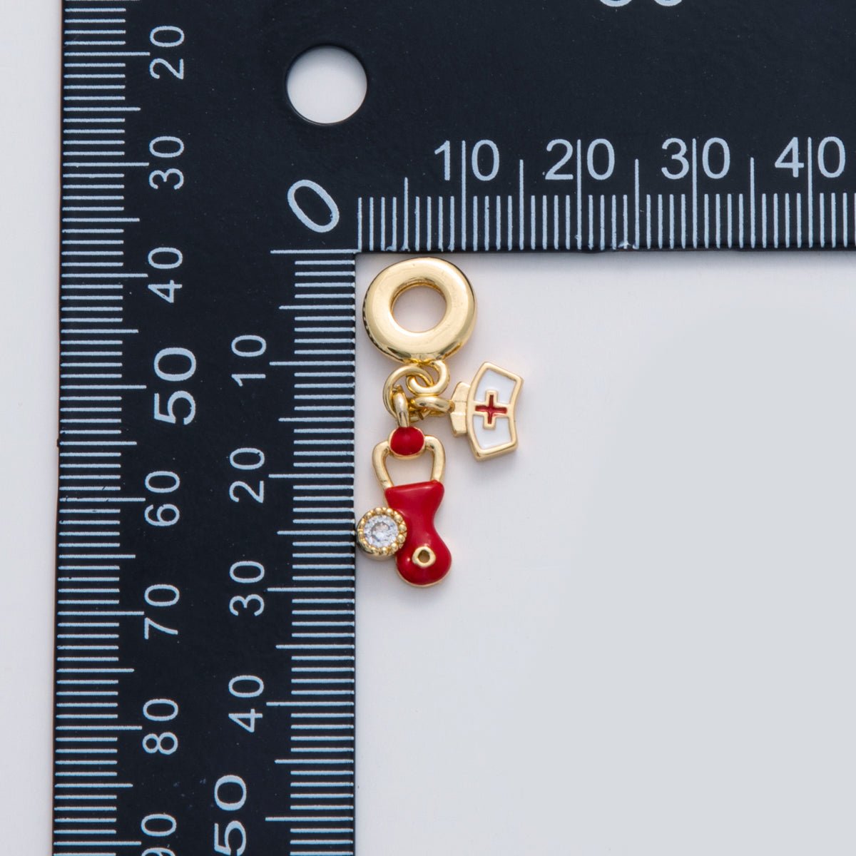 18K Gold Filled Nurse Stethoscope Rhondelle Drop Pendant | C272 - DLUXCA