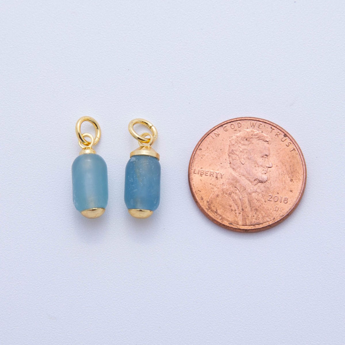 18K Gold Filled Oblong Gemstone Mini Charm | AF394 - AF402 - DLUXCA