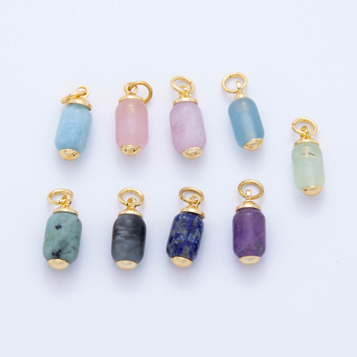 18K Gold Filled Oblong Gemstone Mini Charm | AF394 - AF402 - DLUXCA