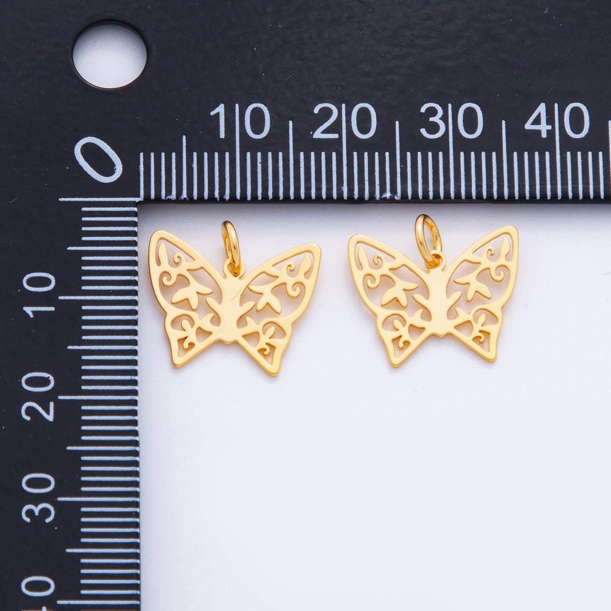 18K Gold Filled Open Leaf Butterfly Insect Mini Charm | M494 - DLUXCA