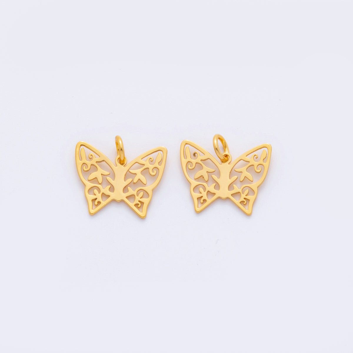 18K Gold Filled Open Leaf Butterfly Insect Mini Charm | M494 - DLUXCA
