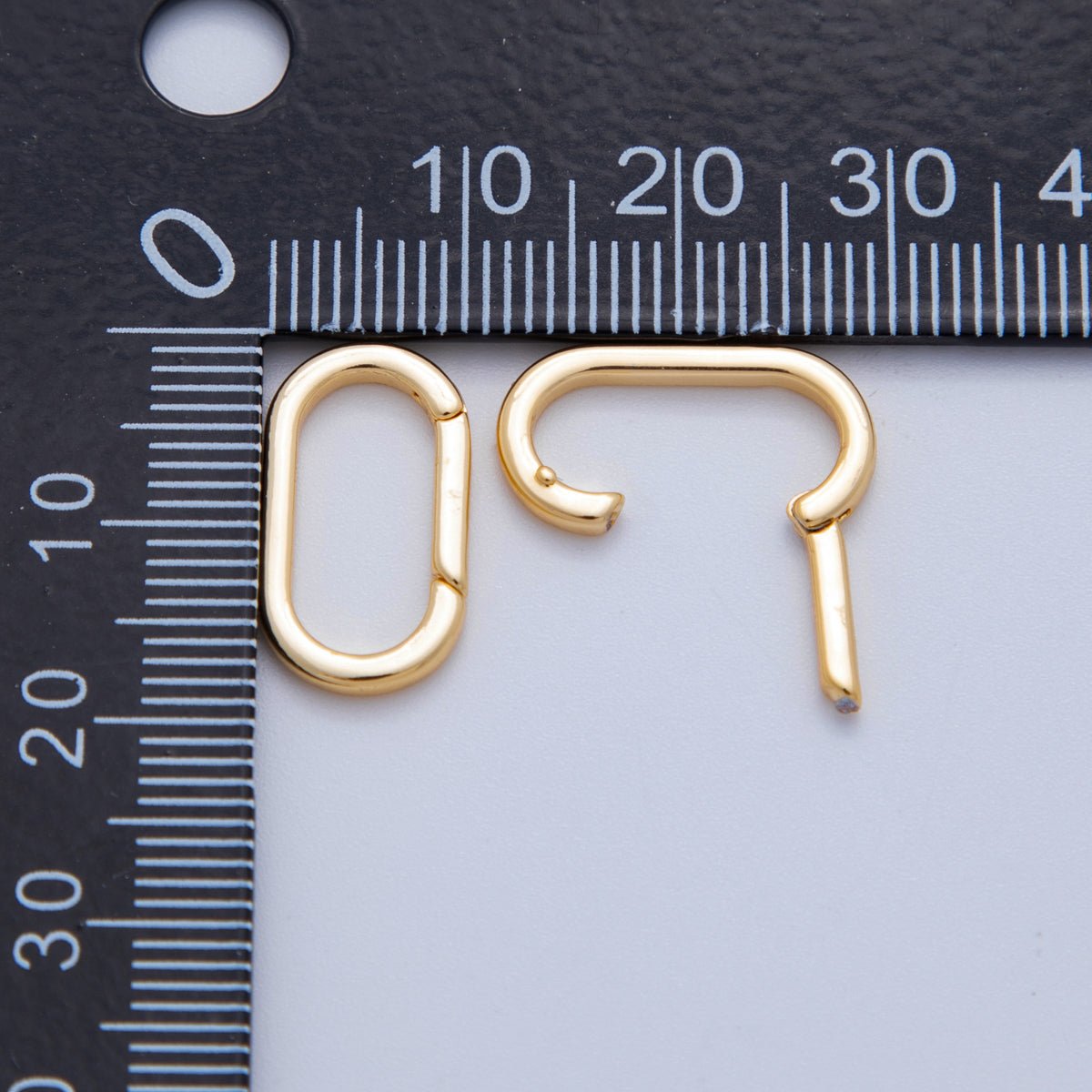 18K Gold Filled Oval Paperclip Oblong Shaped Snap Clasp Spring Gate Closure Findings | ZA1220 - DLUXCA