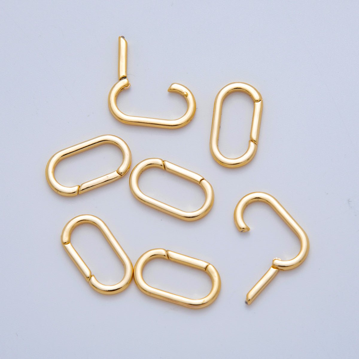 18K Gold Filled Oval Paperclip Oblong Shaped Snap Clasp Spring Gate Closure Findings | ZA1220 - DLUXCA
