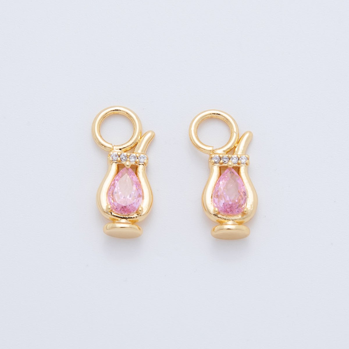 18K Gold Filled Pink CZ Jug Drink Add - On Drop Earring Charm | AF757 - DLUXCA