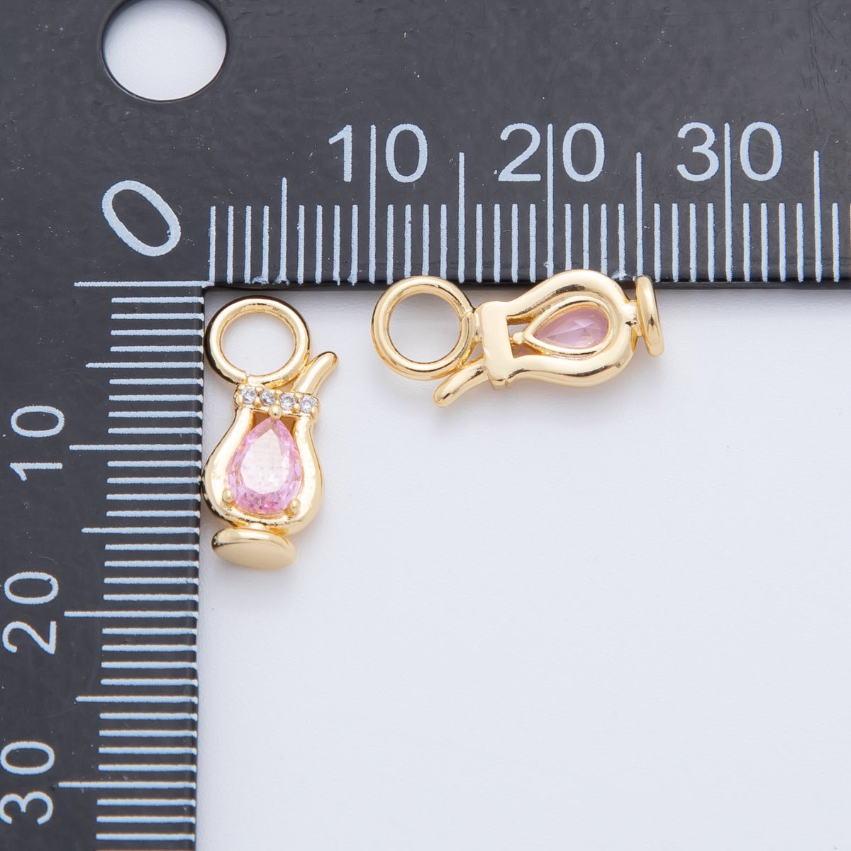 18K Gold Filled Pink CZ Jug Drink Add - On Drop Earring Charm | AF757 - DLUXCA