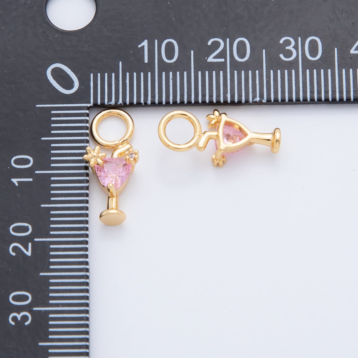 18K Gold Filled Pink CZ Martini Alcohol Add - On Drop Earring Charm | AF756 - DLUXCA