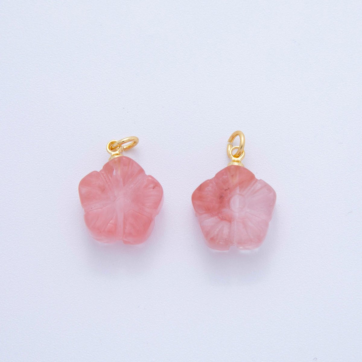 18K Gold Filled Pink Quartz Daisy Flower Charm | AF782 - DLUXCA