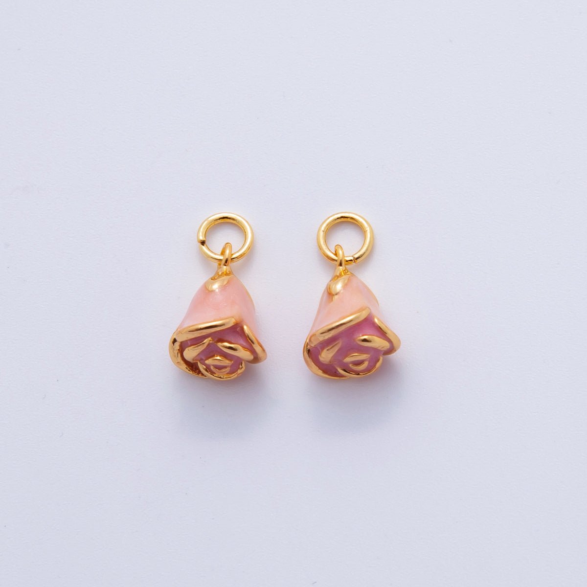 18K Gold Filled Pink Rose Flower Mini Charm | X630 - DLUXCA
