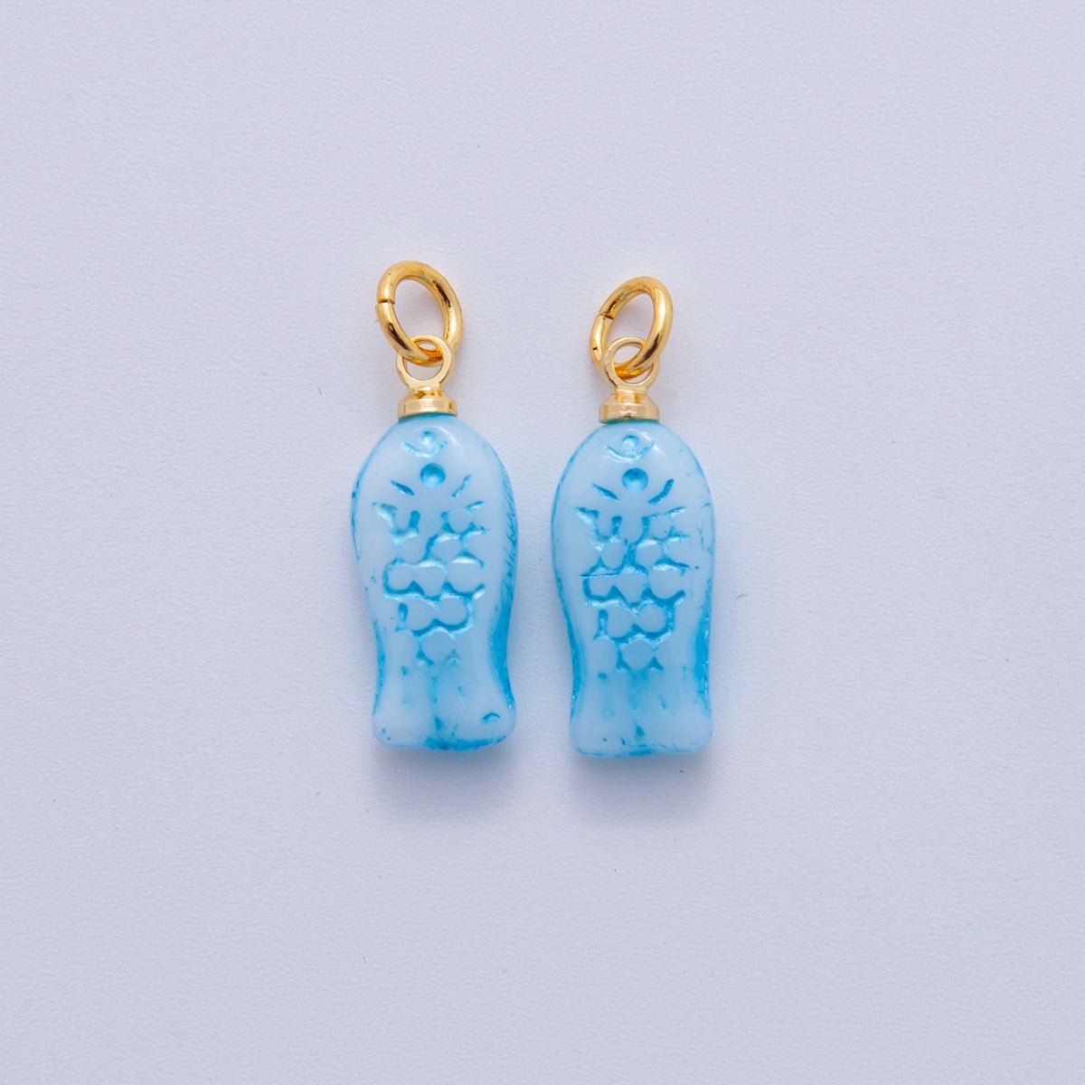 18K Gold Filled Purple, Green, Blue, Grey, Pink Scaled Fish Mini Charm | M392 M409 M861 M874 W145 - DLUXCA