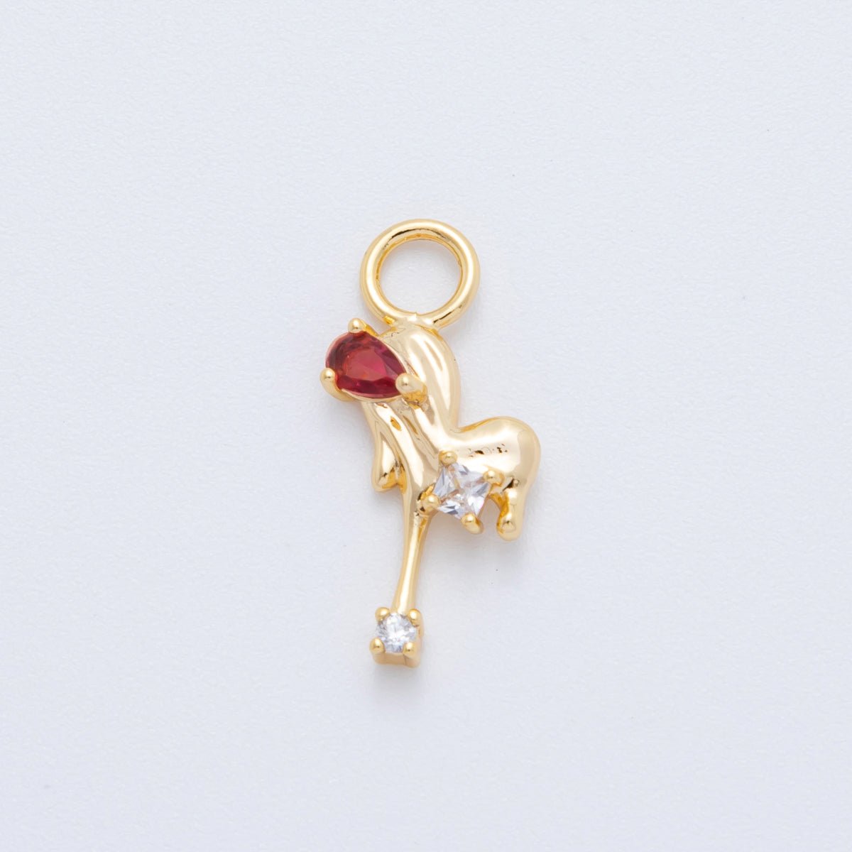 18K Gold Filled Red CZ Heart Molten Drip Add - On Drop Earring Charm | C489 - DLUXCA