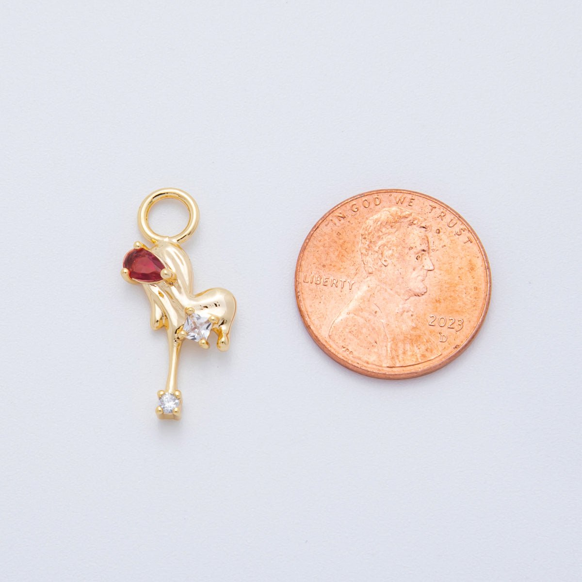 18K Gold Filled Red CZ Heart Molten Drip Add - On Drop Earring Charm | C489 - DLUXCA