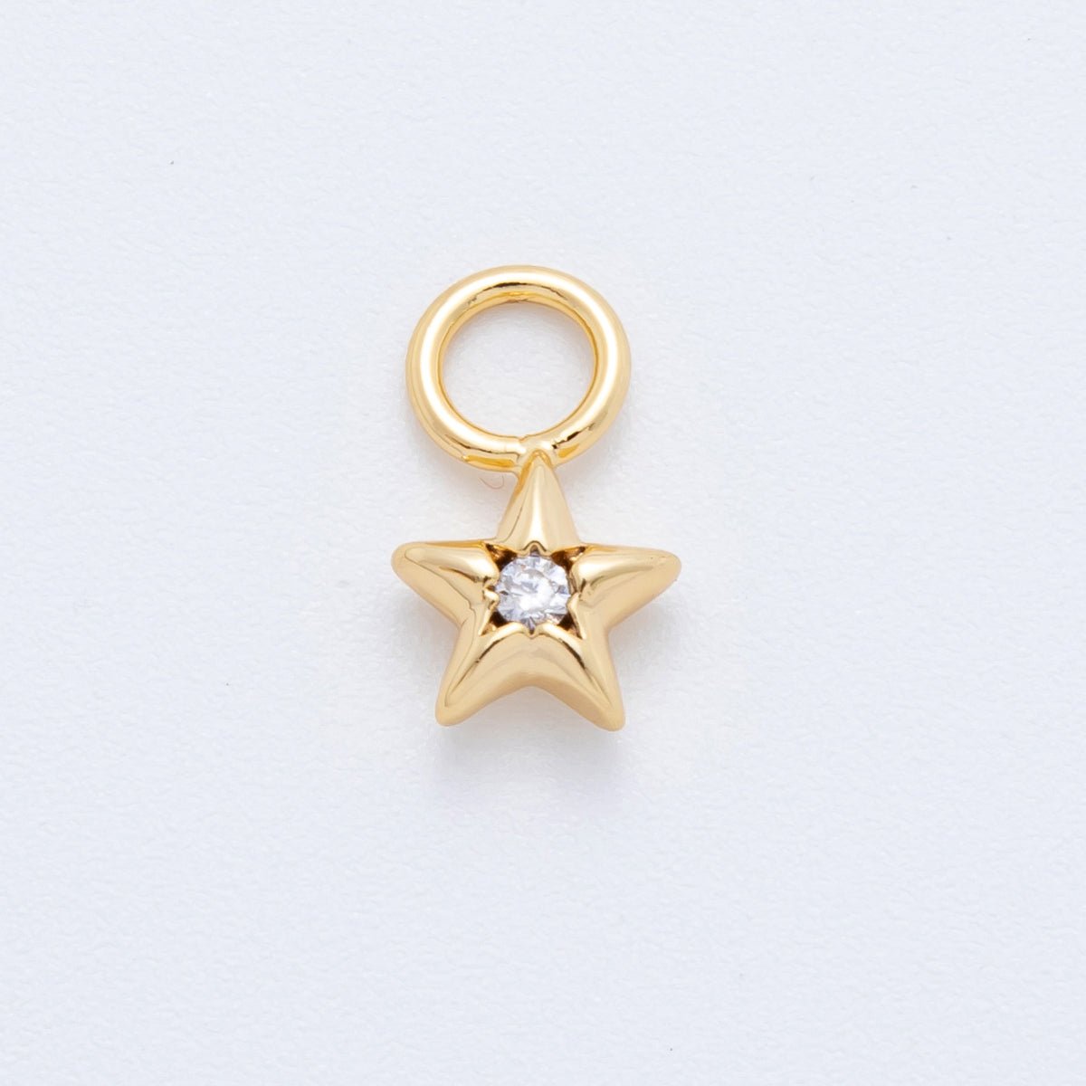 18K Gold Filled Round CZ Celestial Mini Star Add - On Drop Earring Charm | C393 - DLUXCA