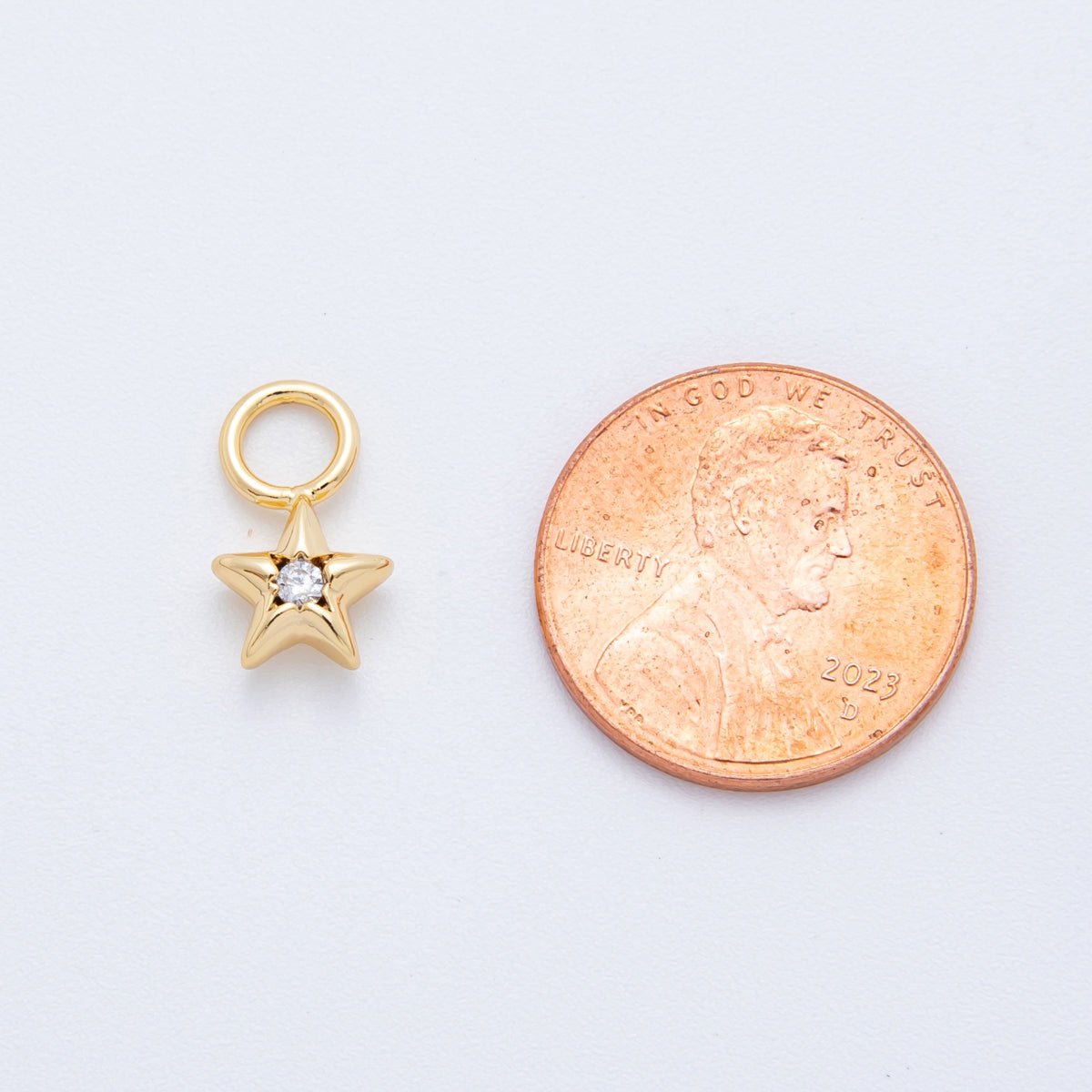 18K Gold Filled Round CZ Celestial Mini Star Add - On Drop Earring Charm | C393 - DLUXCA