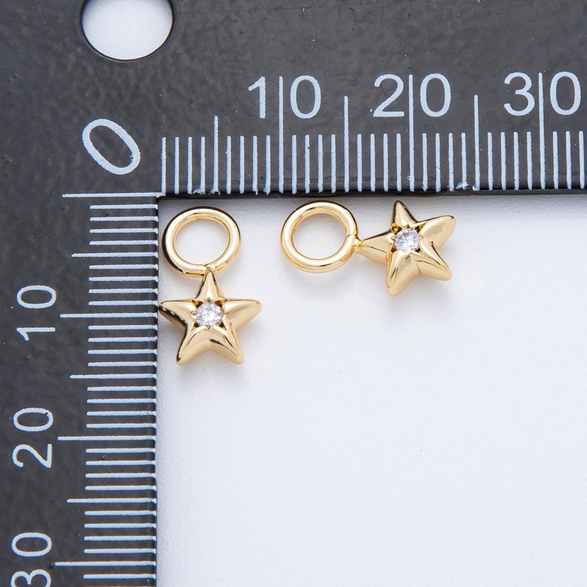 18K Gold Filled Round CZ Celestial Mini Star Add - On Drop Earring Charm | C393 - DLUXCA