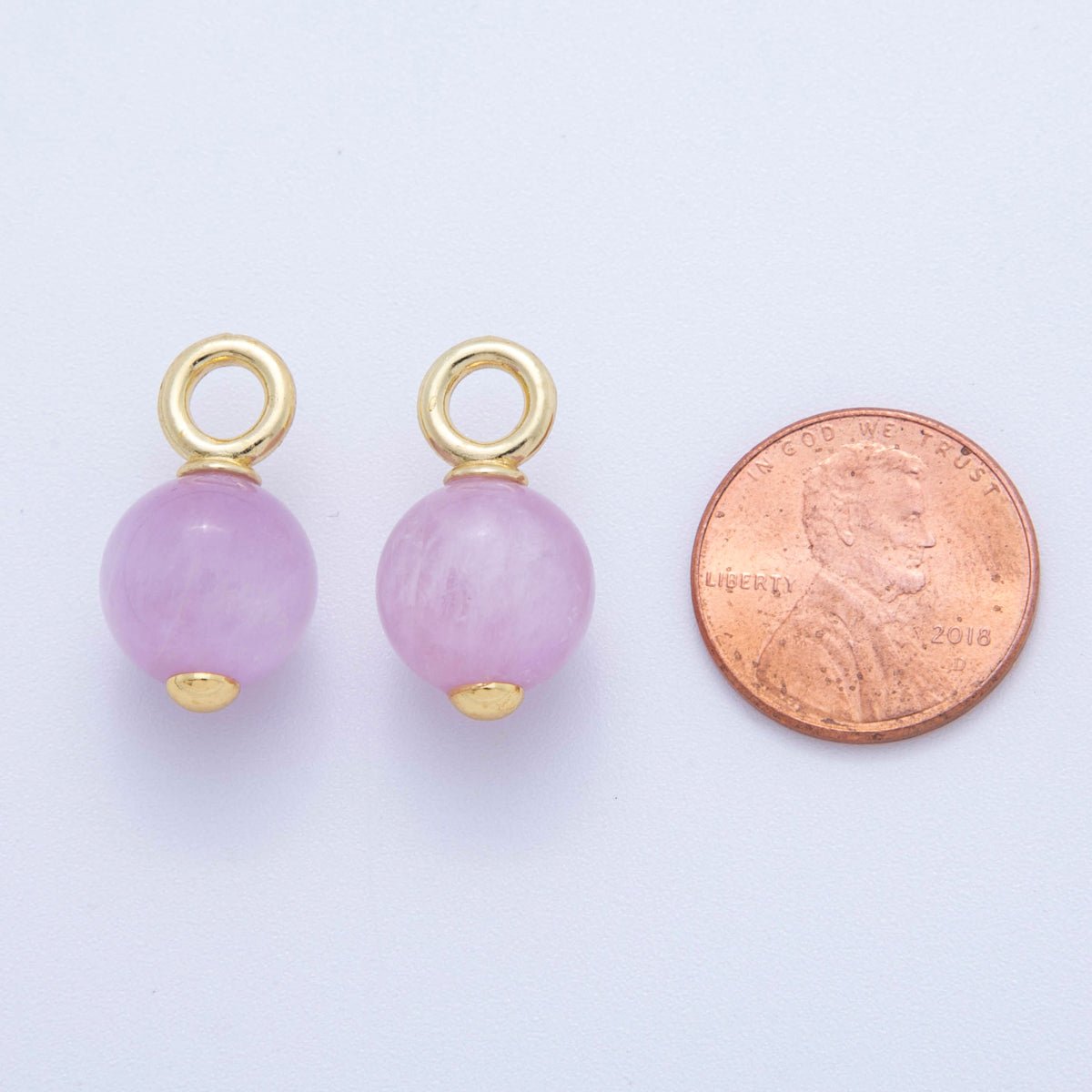 18K Gold Filled Round Gemstone Drop Pendant | AF376 - AF380 - DLUXCA