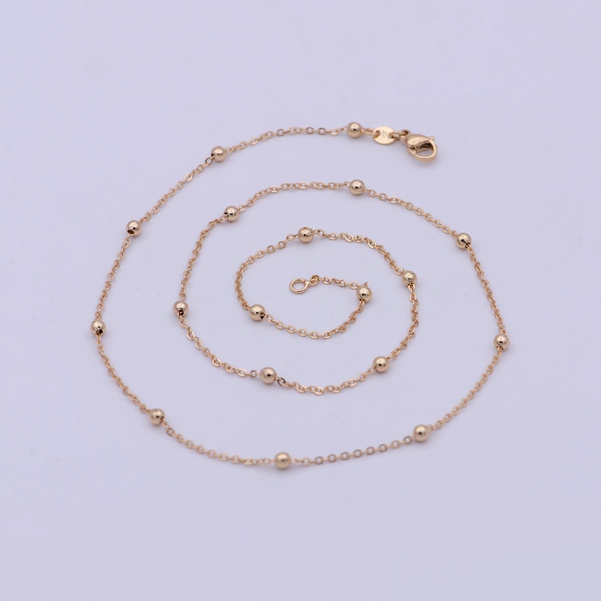 18k Gold Filled Satellite Cable Chain Necklace Gold , Satellite Ball Chain Necklaces Ready To Wear 20 Inch | WA - 764 Clearance Pricing - DLUXCA