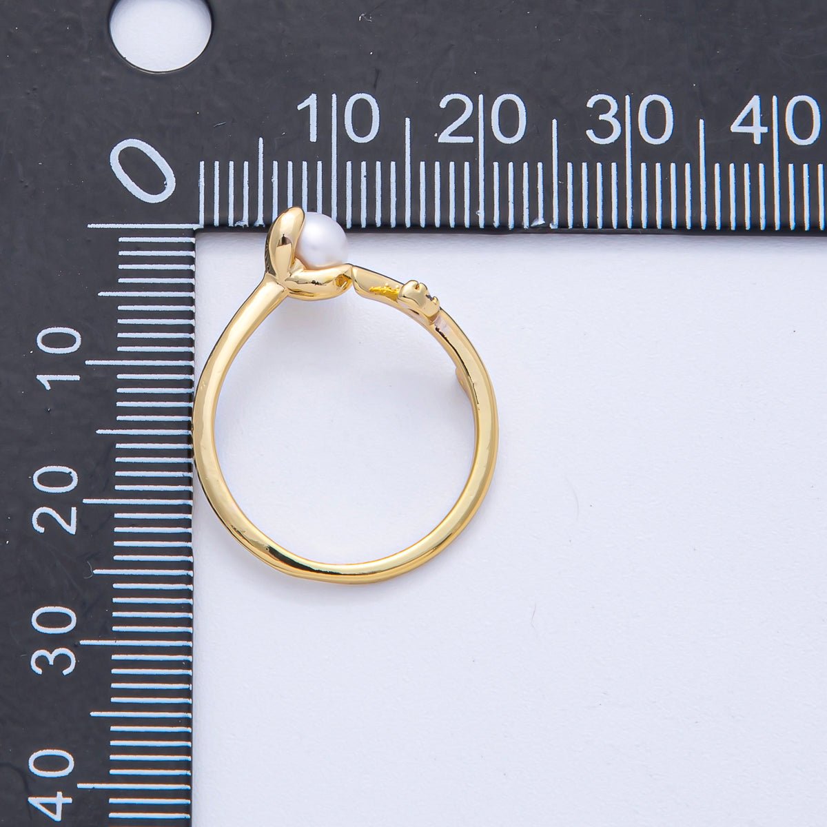 18K Gold Filled Shell Pearl Leaf Nature Ring | O800 - DLUXCA