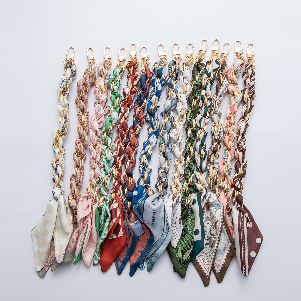 18K Gold Filled Silk Textile Knot Bag Charm Bracelet Keychain Accessories | WB - 00156 - WB - 00169 - DLUXCA