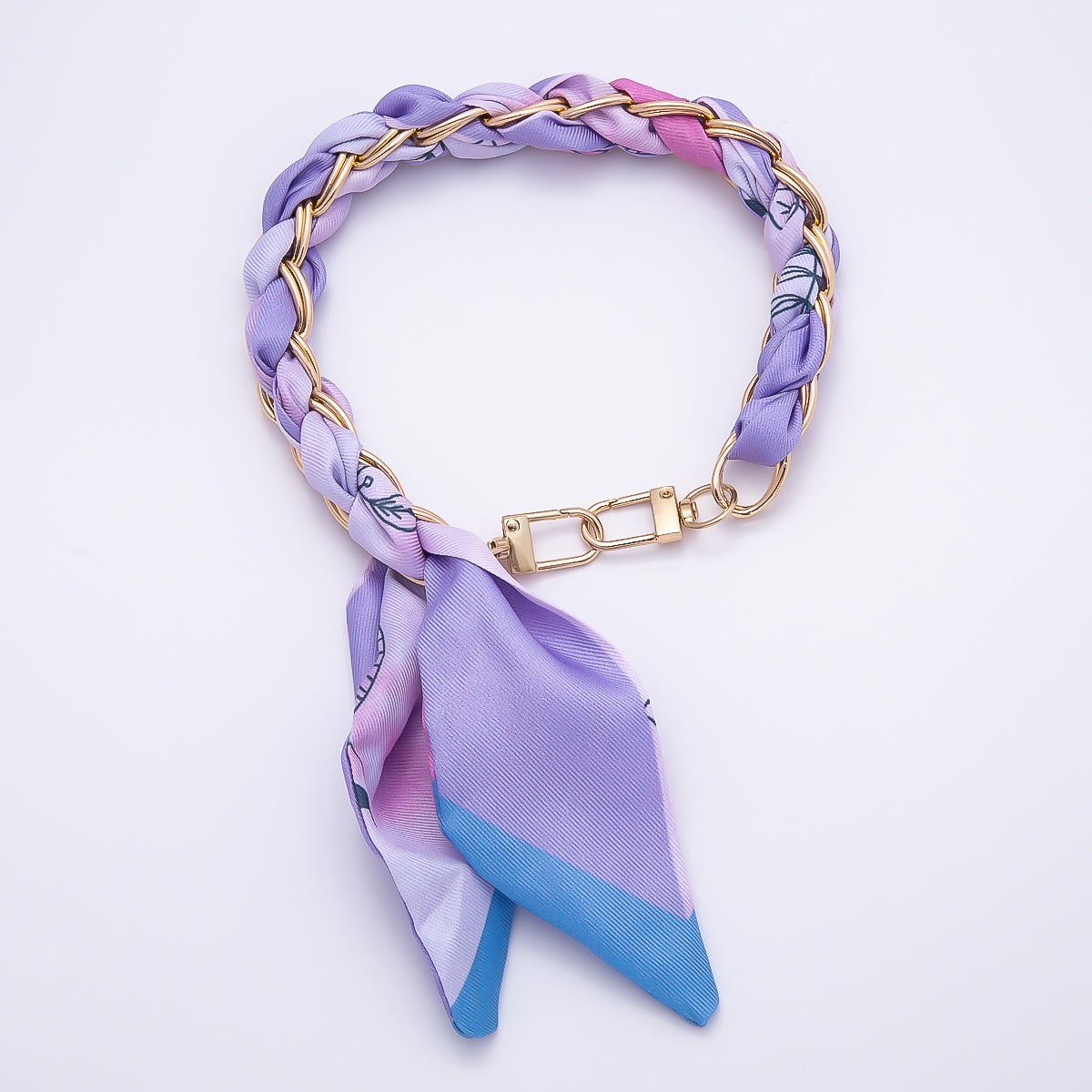 18K Gold Filled Silk Textile Knot Bag Charm Bracelet Keychain Accessories | WB - 00156 - WB - 00169 - DLUXCA