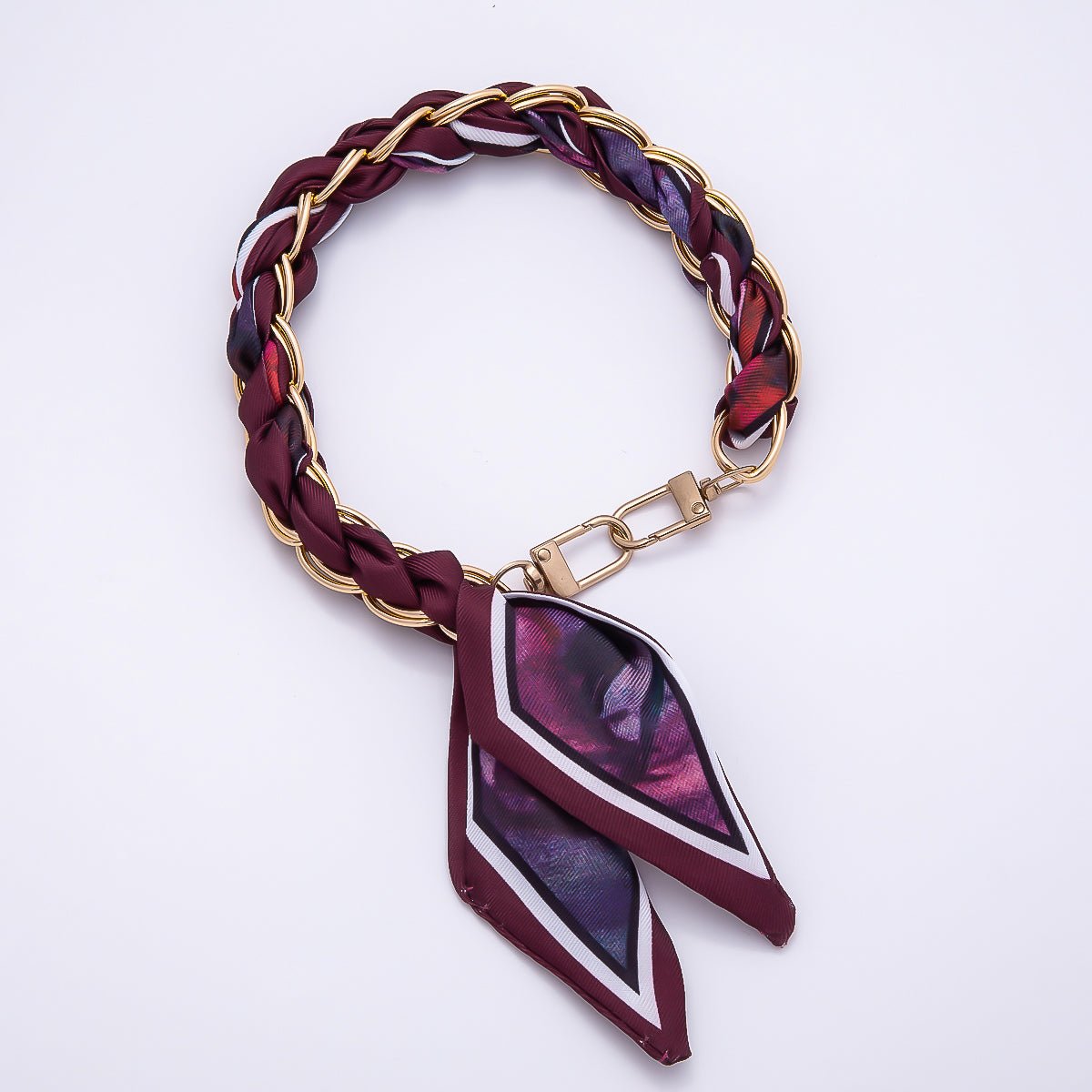 18K Gold Filled Silk Textile Knot Bag Charm Bracelet Keychain Accessories | WB - 00156 - WB - 00169 - DLUXCA