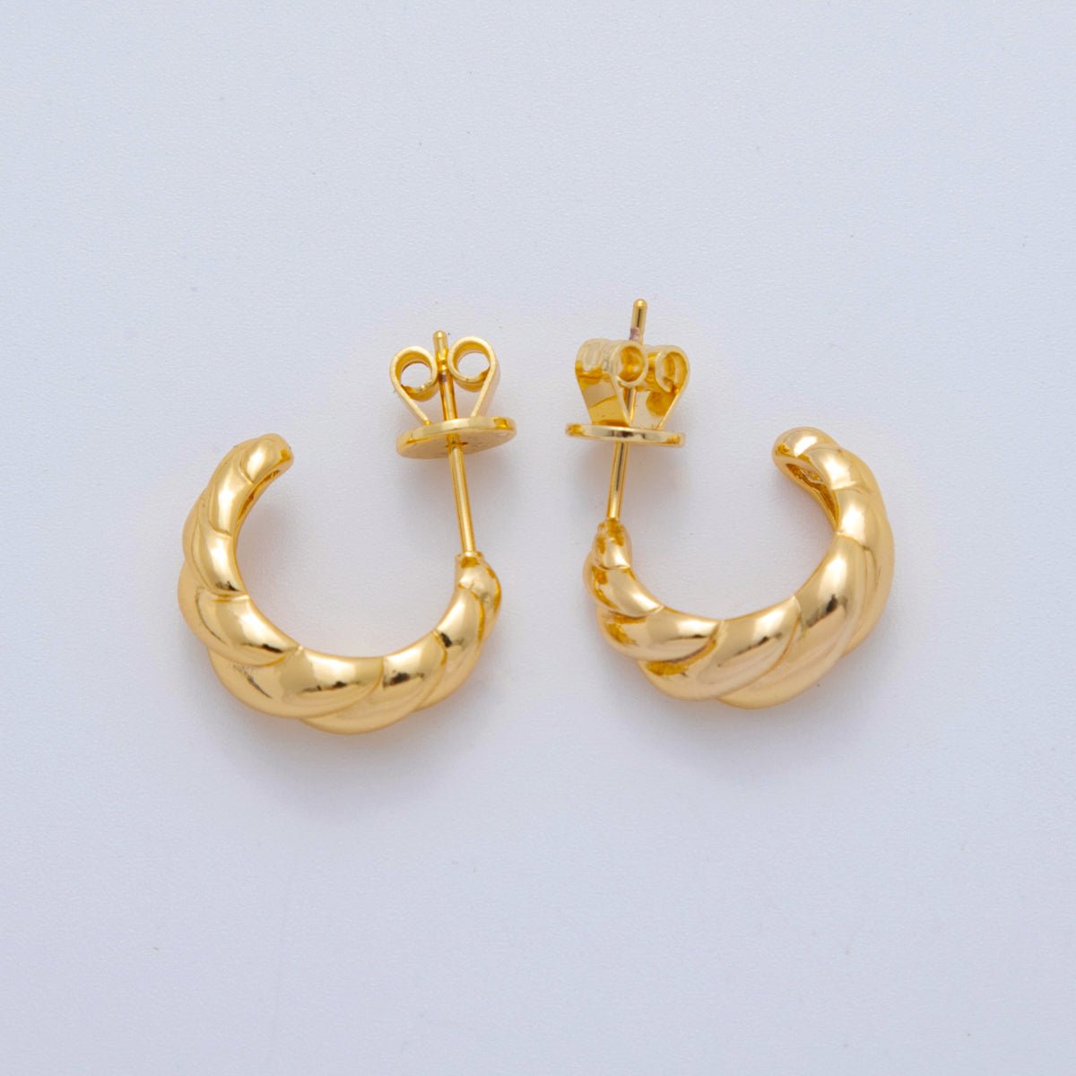18K Gold Filled Smooth Croissant C - Shaped Stud Earrings in Gold and Silver | AJ150 - DLUXCA
