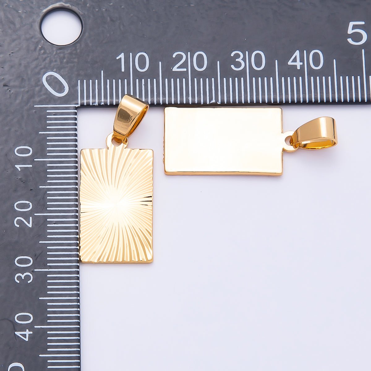 18K Gold Filled Square, Plate, Frame Bar Shine, Bright Necklace Pendant Charm Bead Bails Findings for Jewelry Making H - 759 - DLUXCA